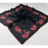 Eripek Oyalı Organik Pamuklu Yazma 0606131 02 - Siyah - Kırmızı - Renk
