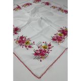 Eripek Oyalı Organik Pamuklu Yazma 0606131 Beyaz-Pembe