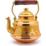 Eriza 1,6 Litre El Işlemeli Nostaljik Tekli Kalaylı Dövme Bakır Demlik, Çaydanlık, Su Isıtıcısı
