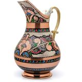 Eriza 2 Litre Erzincan El Yapımı, Işlemeli Kalaylı Kalın Bakır Sürahi - Renkli - 2 lt