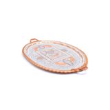 ERİZA 31x44 Cm Oval, Işlemeli, Pirinç Saplı Kalın Bakır Çay Ve Kahve Sunum, Servis Tepsisi