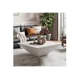 Eriza Home 1007 Modern Kare Prizma Mermer Desenli Orta Sehpa, Krem