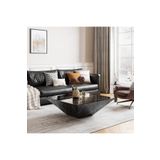 Eriza Home 1007 Modern Kare Prizma Mermer Desenli Orta Sehpa, Siyah