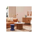 Eriza Home 1010 Yuvarlak Modern Çıtalı Orta Sehpa, Beyaz & Natural