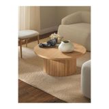 Eriza Home 1010 Yuvarlak Modern Çıtalı Orta Sehpa, Naturel