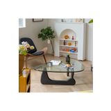 Eriza Home 1021, Yeni Nesil Modern Elips Geometrik Orta Cam Sehpa, Siyah