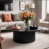 Eriza Home Eriza Nare, Yuvarlak Modern Çıtalı Orta Sehpa, Siyah
