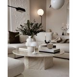 Eriza Home Eriza Nova, Yuvarlak Modern Traverten Desenli Orta Sehpa, Krem