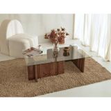 Eriza Home Eriza Piano, Yeni Nesil Modern Dikdörtgen Cam Orta Sehpa, Ceviz