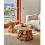 Eriza Home Eriza Side, Yuvarlak Country 2'Li Çıtalı Orta Ve Yan Sehpa, Natural