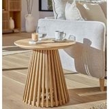Eriza Home Eriza Side, Yuvarlak Country Çıtalı Yan Servis Sehpası, Naturel