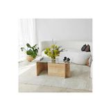 Eriza Piano, Yeni Nesil Modern Dikdörtgen Cam Orta Sehpa, Natural