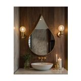 ERİZA Su Damlası, ahşap taban 100cm modern duvar aynası, boy aynası, banyo aynası (Code:04)