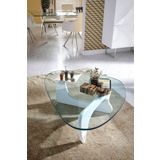 ERİZA Vitra, Yeni Nesil Modern Elips Asimetrik Cam Orta Sehpa, Beyaz