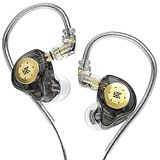 ERJIGO EDXPro KZ EDX kulak içi monitör, HiFi stereo sahne/stüdyo IEM gürültü yalıtımlı spor kulaklık/kulaklık/kulaklık/müzisyen odyofili için çıkarılabilir kablolu (mikrofonsuz, yarı saydam siyah)
