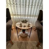 Erk Mobilya Yuvarlak Orta Sehpa, Çiçeklik, Sehpa, Çok Amaçlı Sehpa - kahverengi mermer - 60cm