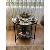 Erk Mobilya Yuvarlak Orta Sehpa, Çiçeklik, Sehpa, Çok Amaçlı Sehpa - siyah mermer - 60cm