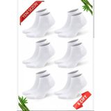 Erka 6'lı Paket Erkek/bayan Bambu Sneaker Çorap - Dikişsiz ve Terletmez Konfor - 36 - 40 - Beyaz