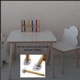 Erka Dizayn Ahşap Çocuk Masa Sandalye Takımı 1 Sandalye 1 Masa