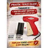 ERKAN 5 mm Kılçık Tabancası ile 500 Adet Şeffaf ve Siyah Kılçık Seti Pratik Terzi İşleri İçin