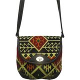 Erkan Otantik Kilim Desenli Postacı Çantası - Kırmızı - Yeşil