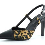 Erkan Saçmacı Kadın Sacha Siyah Leopar Slingback İnce Topuklu Ayakkabı 36