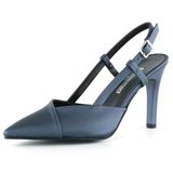 Erkan Sacmaci Sacha Lacivert Saten Arkasi Acik Abiye Stiletto