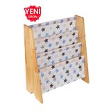 ERKAWOOD Montessori Doğal Ahşap Kitaplığı Demonte Çocuk Odası Kreş Anaokulu Eğitici Kitaplık Raf Mavi