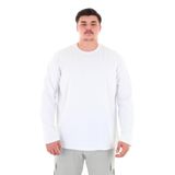 Erkek 115-155 Kilo Arası İçin Uygun Uzun Kol Bisiklet Yaka Mevsimlik Düz Renk İnce Sweatshirt (BEYAZ, 4XL)