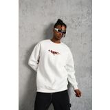 Erkek 3 İplik Gangster Baskılı Sweatshirt - Beyaz