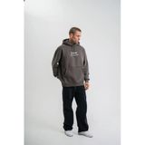 Erkek 3 İplik Kapüşonlu Hoodie Dijital Patchli Sweatshirt - Füme