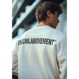 Erkek 3 Iplik Pamuklu Bisiklet Yaka Baskılı Sweatshirt - Beyaz - XL