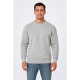 Erkek 3 Iplik Pamuklu Düz Bisiklet Yaka Sweatshirt - Gri - 2XL