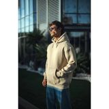 Erkek 3 İplik Pamuklu Kapüşonlu Basic Sweatshirt Hoodie - Bej