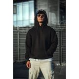 Erkek 3 Iplik Pamuklu Kapüşonlu Basic Sweatshirt Hoodie - Siyah - 2XL