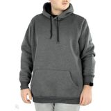 Erkek 3 İplik Pamuklu Kapüşonlu Cepli Oversize Hoodie Sweatshirt - Füme