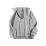 Erkek 3 İplik Pamuklu Kapüşonlu Kanguru Cepli Sweatshirt Hoodie - Boyalı Gri