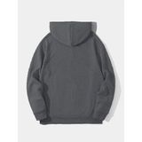 Erkek 3 Iplik Pamuklu Kapüşonlu Kanguru Cepli Sweatshirt Hoodie - Füme - 2XL