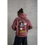 Erkek 3 İplik Pamuklu Kapüşonlu Kanguru Cepli Sweatshirt Hoodie - Gül Kurusu