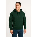 Erkek 3 İplik Pamuklu Kapüşonlu Kanguru Cepli Sweatshirt Hoodie - Haki