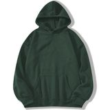 Erkek 3 Iplik Pamuklu Kapüşonlu Kanguru Cepli Sweatshirt Hoodie - Koyu Yeşil - XL