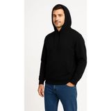 Erkek 3 Iplik Pamuklu Kapüşonlu Kanguru Cepli Sweatshirt Hoodie - Siyah - XL