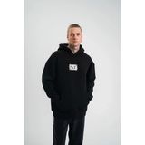 Erkek 3 İplik Pamuklu Kapüşonlu Patchli Nakışlı Hoodie Sweatshirt - Siyah