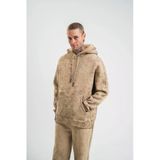 Erkek 3 Iplik Pamuklu Oversize Kapüşonlu Yıkamalı Hoodie Sweatshirt - Bej