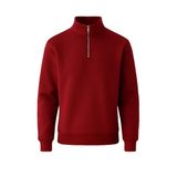 Erkek 3 İplik Şardonlu Yarım Fermuarlı Sweatshirt – Sıcak Tutan Kalın Kumaşlı Polar İçlik – Rahat Günlük Sweat (Bordo, Medium)