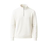 Erkek 3 İplik Şardonlu Yarım Fermuarlı Sweatshirt – Sıcak Tutan Kalın Kumaşlı Polar İçlik – Rahat Günlük Sweat (Ekru, Small)