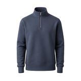 Erkek 3 İplik Şardonlu Yarım Fermuarlı Sweatshirt – Sıcak Tutan Kalın Kumaşlı Polar İçlik – Rahat Günlük Sweat (Füme, Medium)