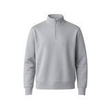 Erkek 3 İplik Şardonlu Yarım Fermuarlı Sweatshirt – Sıcak Tutan Kalın Kumaşlı Polar İçlik – Rahat Günlük Sweat (Gri, Small)