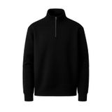 Erkek 3 İplik Şardonlu Yarım Fermuarlı Sweatshirt – Sıcak Tutan Kalın Kumaşlı Polar İçlik – Rahat Günlük Sweat (Siyah, Medium)
