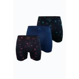 Erkek 3 lü Lacivert Premium Collection Modal Uzun Boxer 3M250